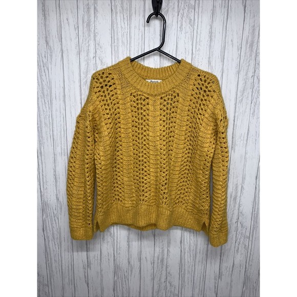 Womens Size S Madewell Windemere Pointelle Sweater Yellow EUC - Picture 4 of 7